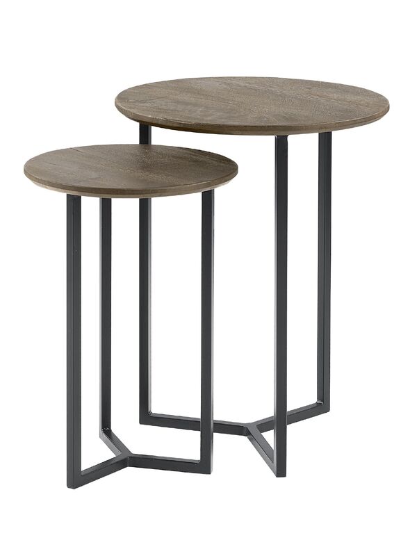 Bijzettafel Gatteo (set van 2) rond 40/30 mango grijs