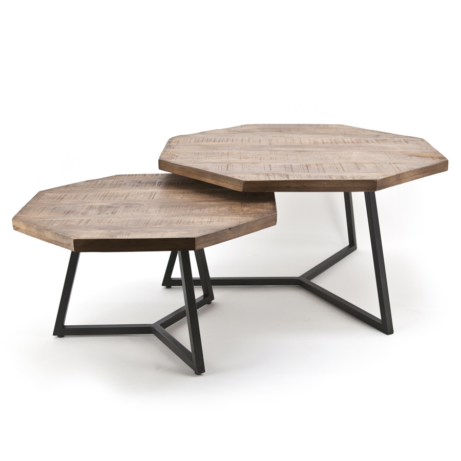 Bijzettafelset Octagon 8-hoek mangohout