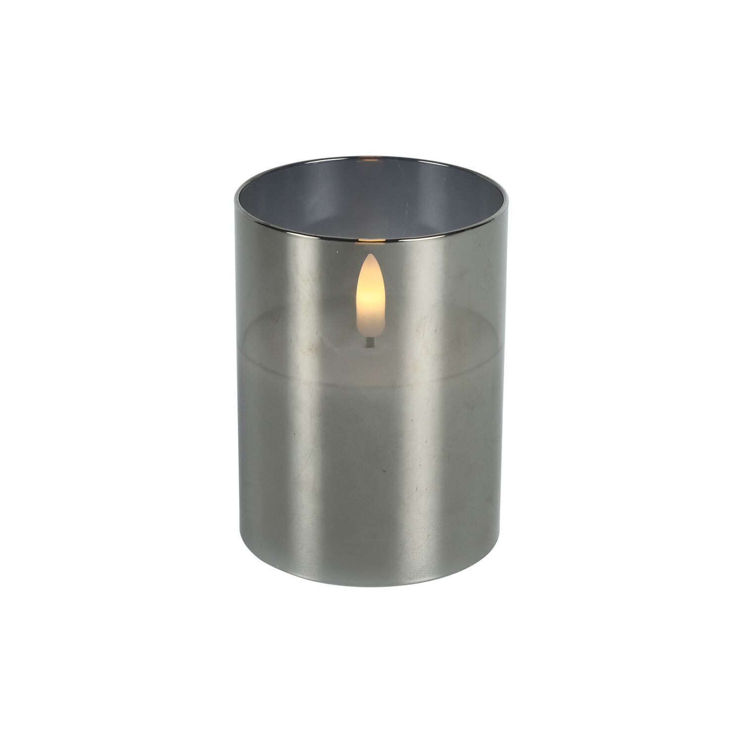 Kaars Caposele Led small grijs glas rond