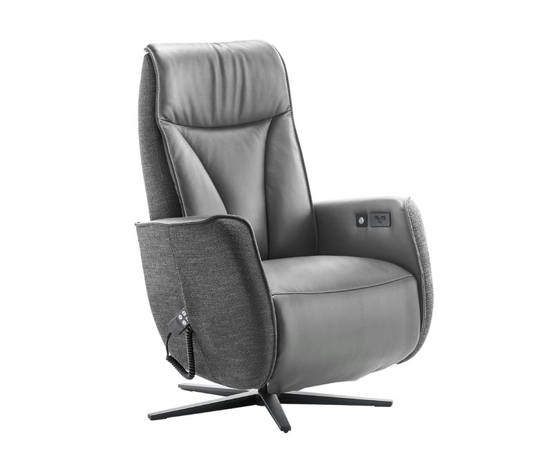 Relaxfauteuil Lerira met sta-op M antraciet leer
