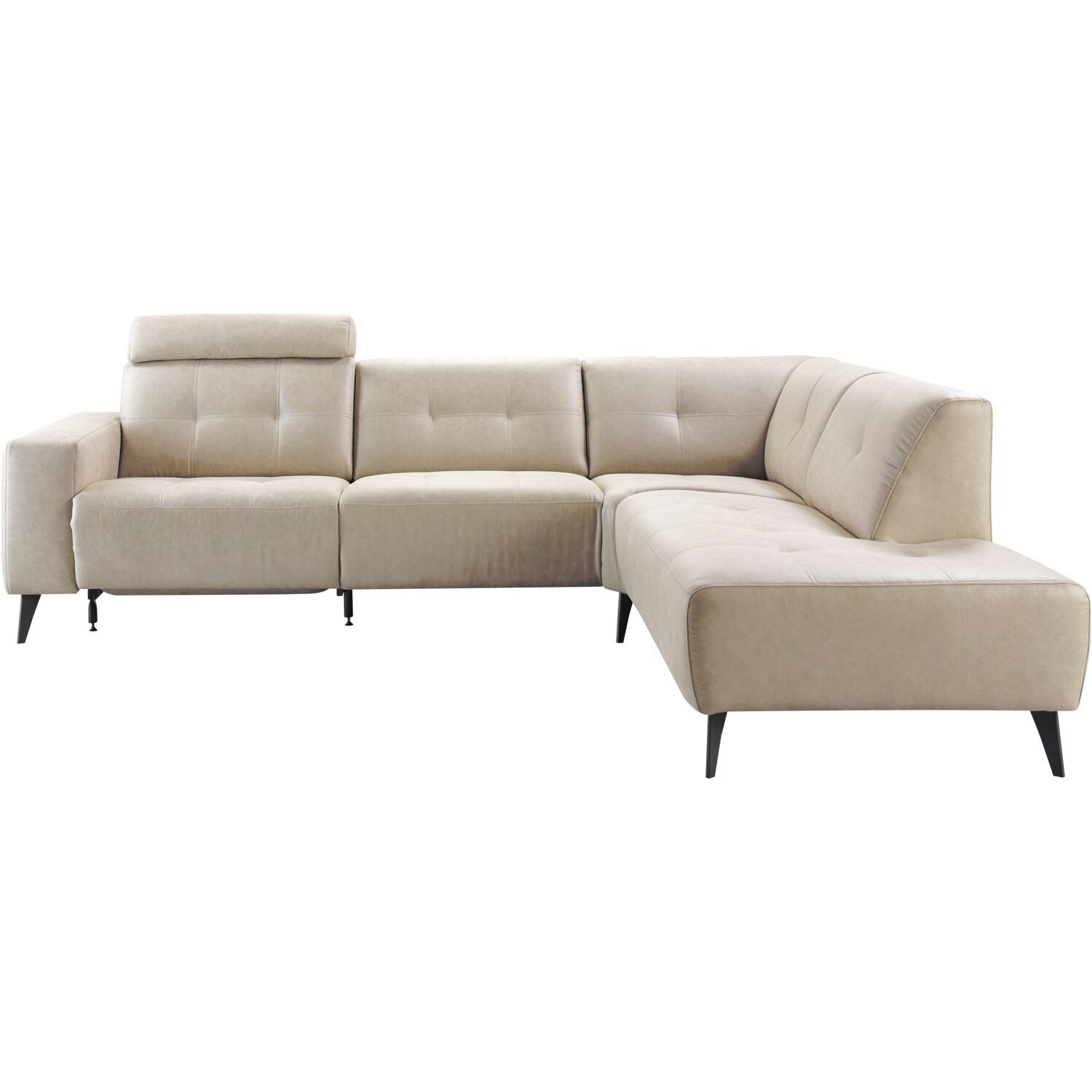 Hoekbank rechts Piorino pocketvering lichtgrijs relaxfunctie