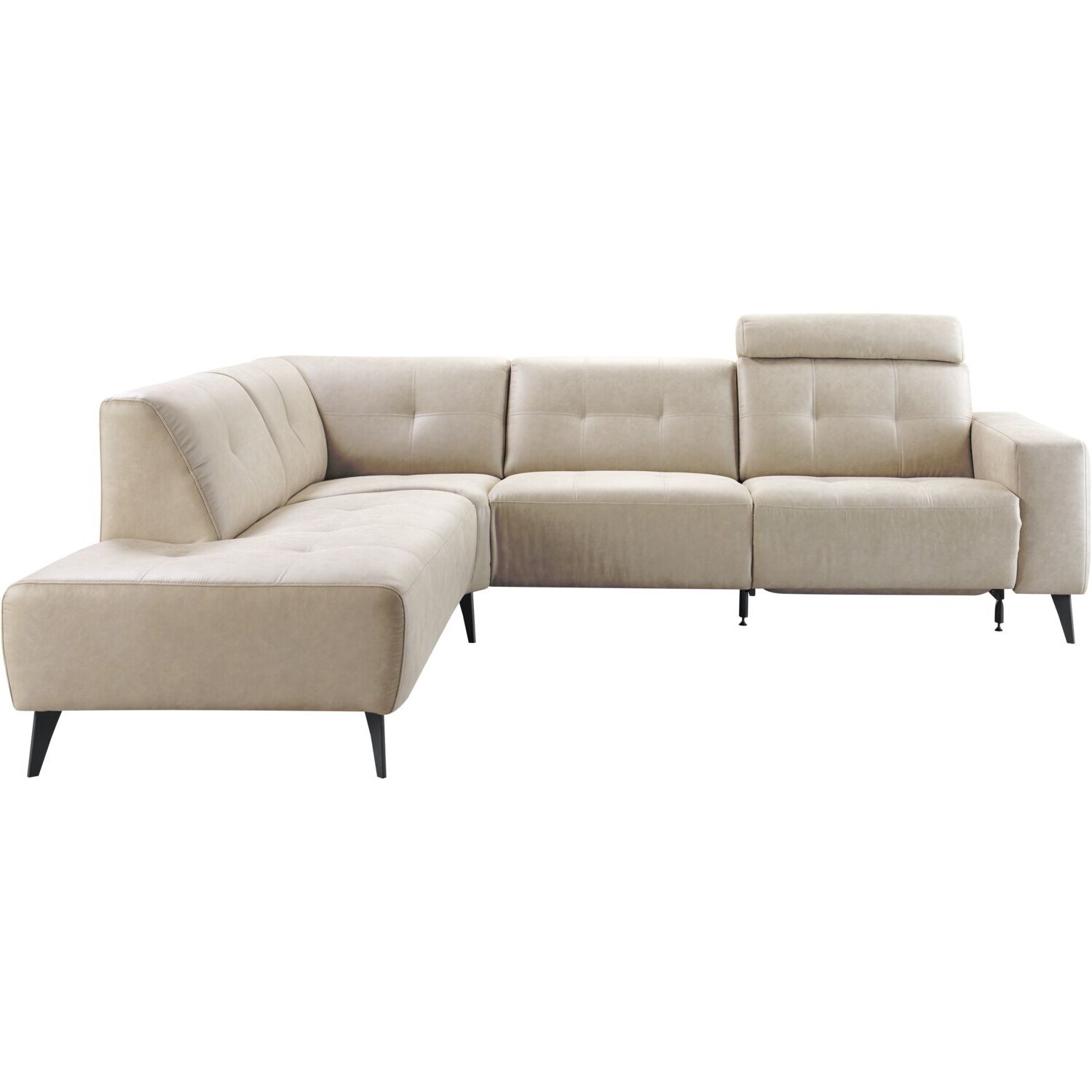 Hoekbank links Piorino pocketvering lichtgrijs relaxfunctie