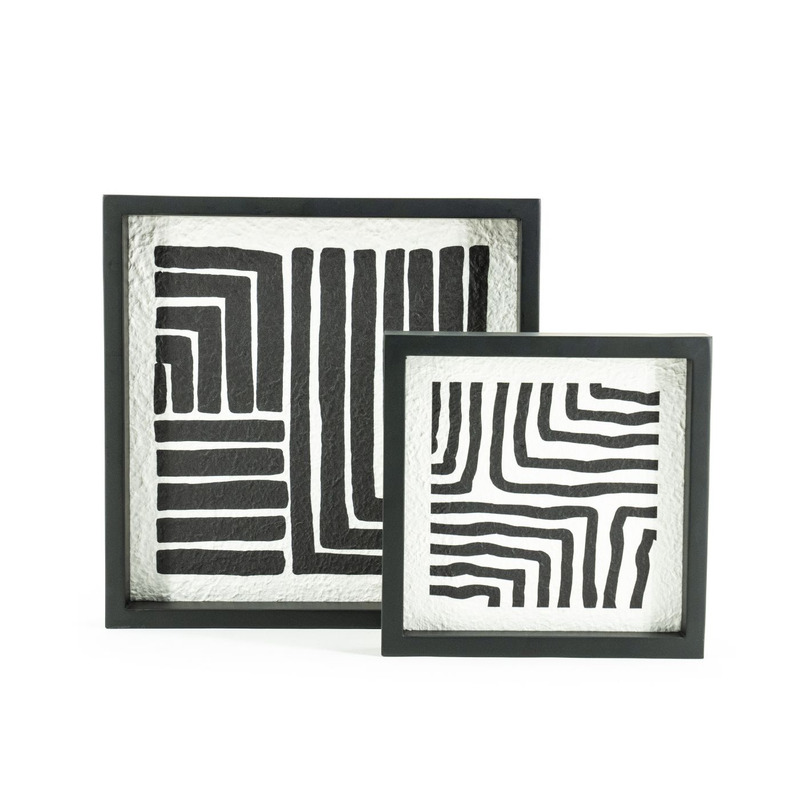 Wanddecoratie Triq zwart wit set van 2