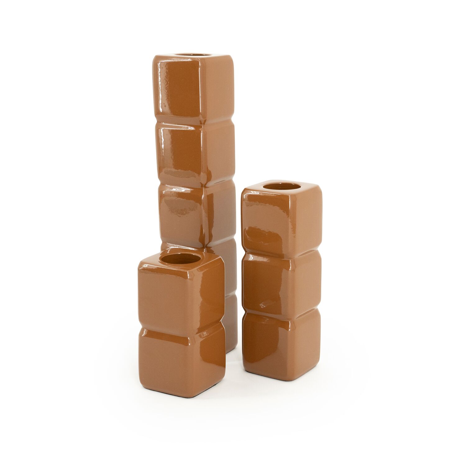Kandelaarset Cube bruin