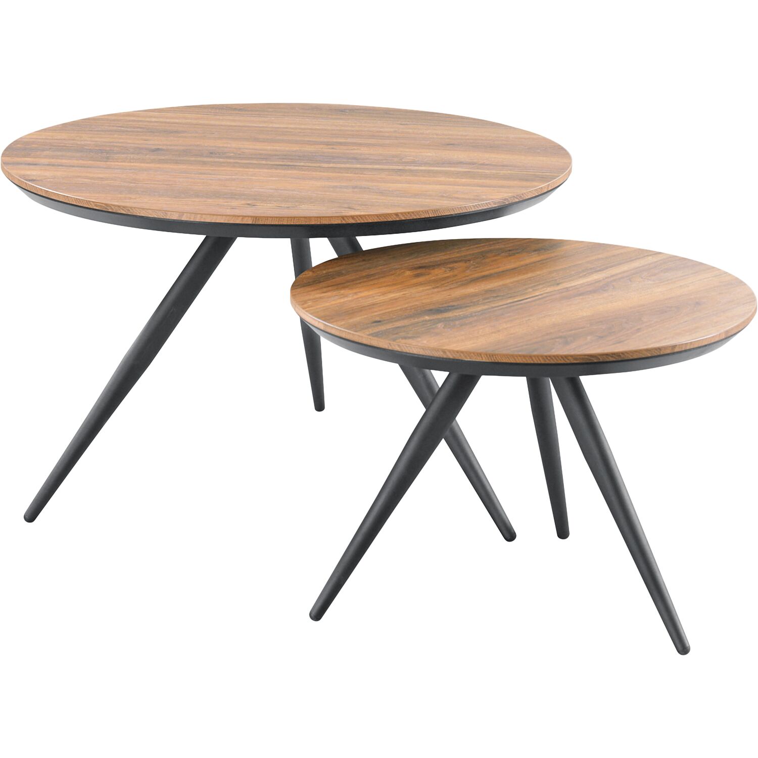 Salontafelset Gianta rond houtstructuur sheesham decor
